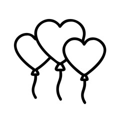 Heart shaped balloons vector for love celebration party and romantic valentine day decoration isolated design