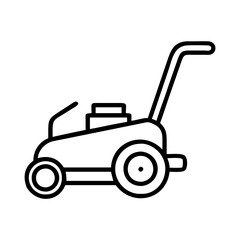 Lawn mower outline vector illustration for gardening equipment and landscaping service design and icon 100
