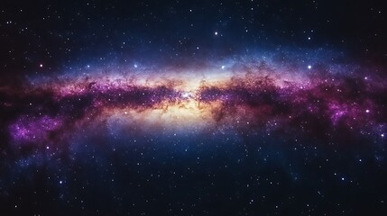 Naklejka premium Cosmic nebula with vibrant purple and orange hues.