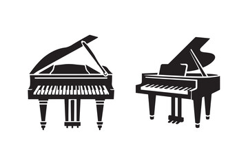 Piano Silhouette Illustration – Musical Instrument Vector Art Design