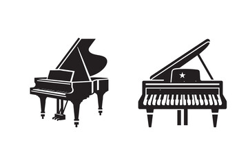 Piano Silhouette Illustration – Musical Instrument Vector Art Design