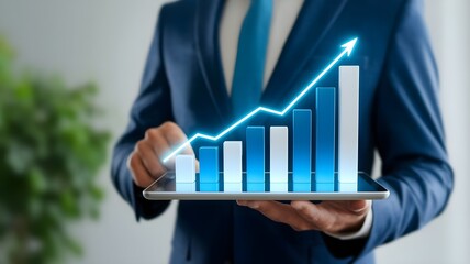 Analysis finance grow graph and market investment. Financial business plan,earnings,sale and strategy. Stock market chart, exchange financial growth ...
