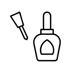 Outline nail polish bottle with applicator brush vector icon for beauty and fashion related design assets