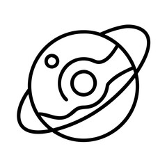Planet with rings vector icon illustration, astronomy science and cosmic exploration concept, outline style