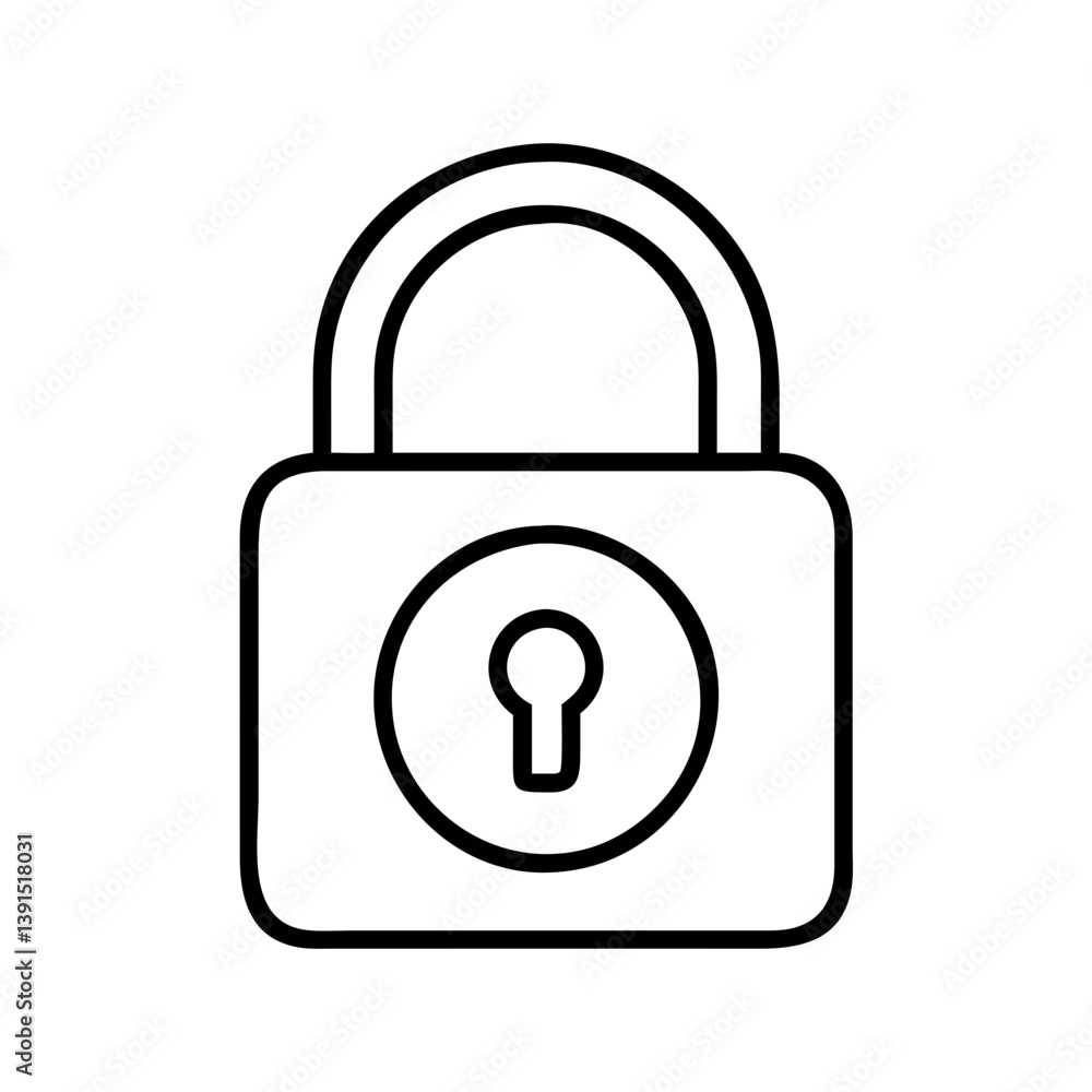 Poster lock icon vector graphic for security and protection representing privacy and safety with simple out