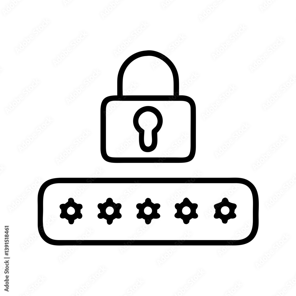 Aufkleber password security login access protection concept with lock and star pattern for safety and privacy