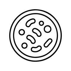 Outline petri dish vector art for science lab research and analysis with bacteria and microorganisms study