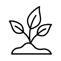 Planting seedling growing in soil vector icon illustration for agriculture and nature related designs needs