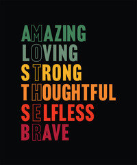 Vibrant Mother's Day Typography Word Art T-Shirt Design.