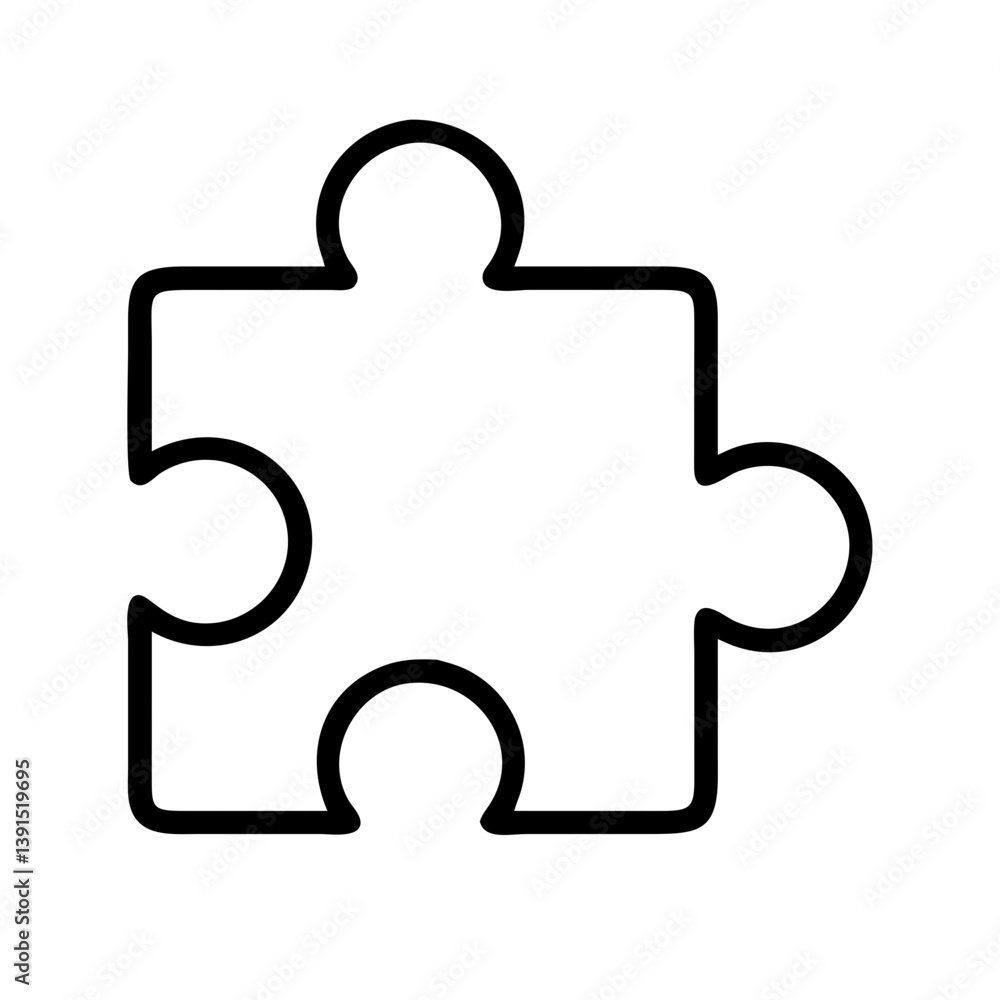 Poster puzzle piece vector graphic for integration teamwork and problem solving concepts in black and white