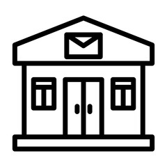 Post Office Building Vector Line Icon Design