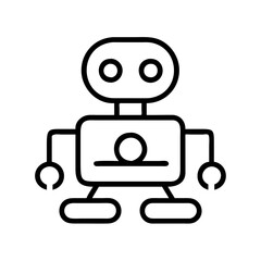 Fototapeta premium Robot outline vector icon for ai technology and automation design projects simple black and white drawing