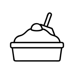 Sandpit with sand and shovel vector icon illustration for kids play area and summer beach fun concept design