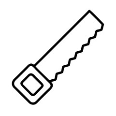 Saw hand tool vector icon outline illustration for carpentry woodworking and construction projects 100