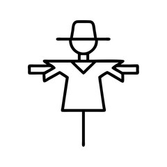 Scarecrow outline vector icon illustration, farm scarecrow, halloween scarecrow, autumn scarecrow, field 100