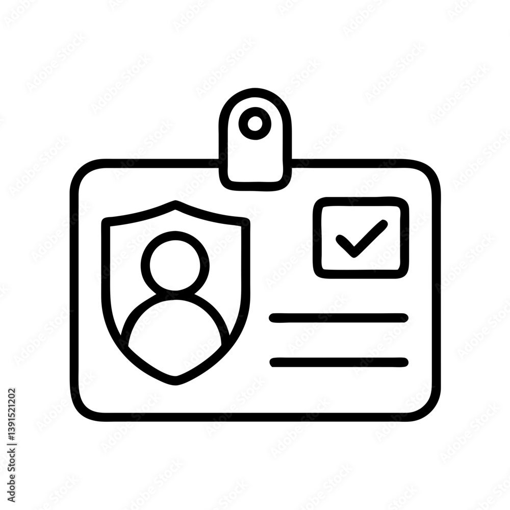 Poster id card badge identification access identity name tag security pass vector graphic line icon design