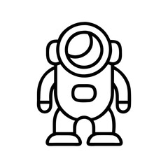 Astronaut spaceman outline vector icon for space exploration and science fiction themed designs and projects
