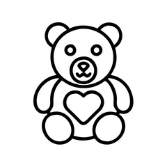 Cute teddy bear outline vector illustration for kids coloring pages and logo design template ideas