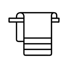Bathroom towel rack with towel hanging drying for home decor and accessories line art vector icon design