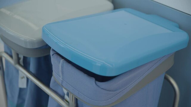Footage showing hospital staff discarding clean or unused medical clothing and gloves, highlighting unnecessary waste in healthcare.