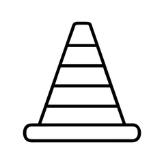Traffic cone outline vector icon illustration for construction safety road work and warning sign design element