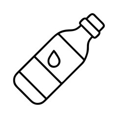 Outline vector illustration of a bottle with liquid drop for essential oil or other liquid 100 ml