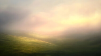 Atmospheric Field of Hues: An ethereal vista unfolds, where an abstracted field merges with a luminous sky, with the subtle movement of the wind create a serene ambiance.
