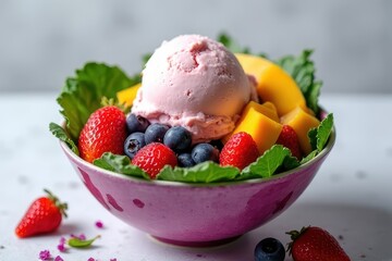 Smoothie Bowl with Fruit and Ice Cream