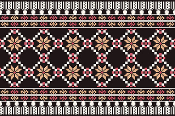 Cross stitch pattern concept showcasing traditional ethnic geometric pattern, Design for textile, background,carpet,wallpaper,clothing,wrapping,Batik,fabric,Vector illustration	
