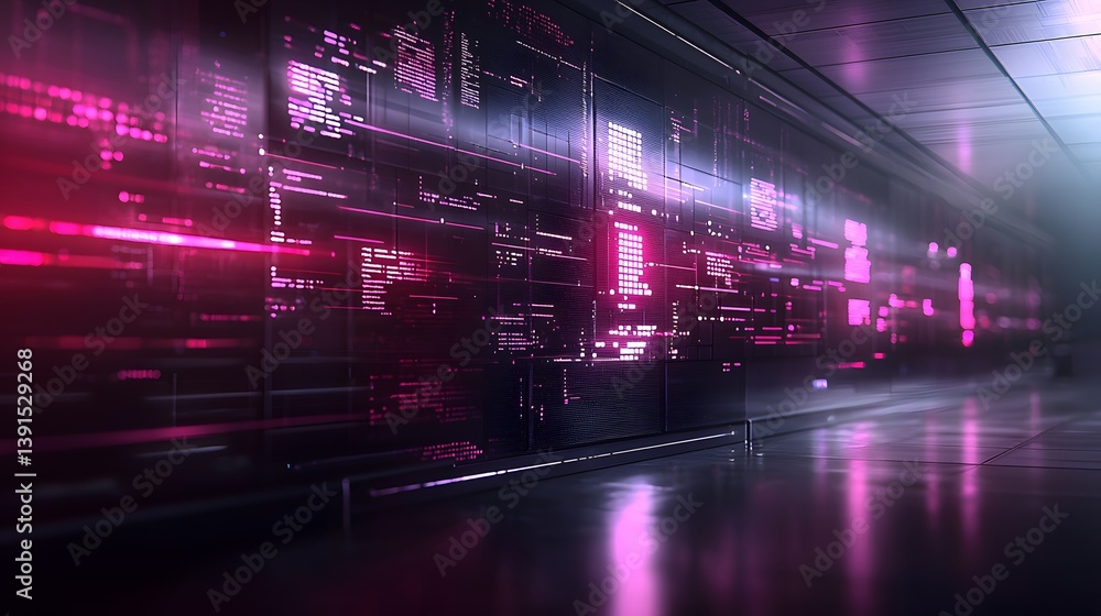 Poster a futuristic ai lab showcasing advanced neural network visualization, large language model optimizin