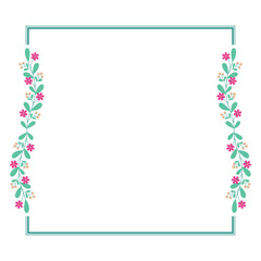 Green Square Wreath Border Frame Decorated With Green And Pink Yellow Floral