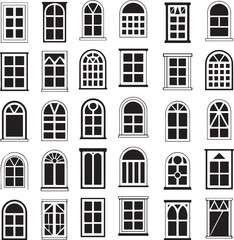 Naklejka premium Variety of Window Styles Vector Illustration.