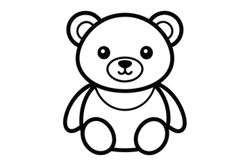 Outlined White Teddy Bear Character With Simple Black Line Style Design