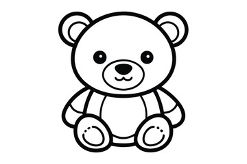 Cute Outline of Teddy Bear with Round Head, Body, and Footpads