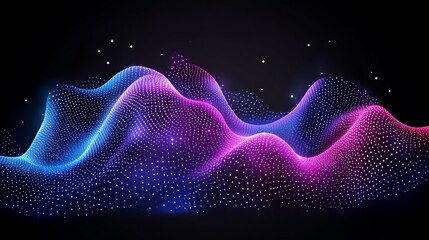 Fototapeta premium Abstract glowing pink blue wave particles.