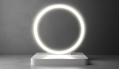 Luminous Oval Frame on a Platform
