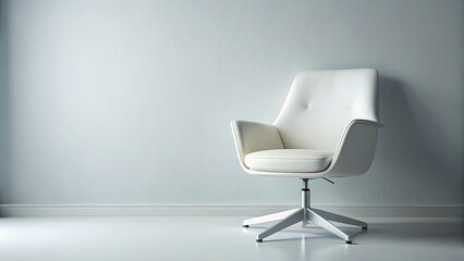 Modern White Chair Closeup: Minimalist Design, Copy Space for Text & Branding