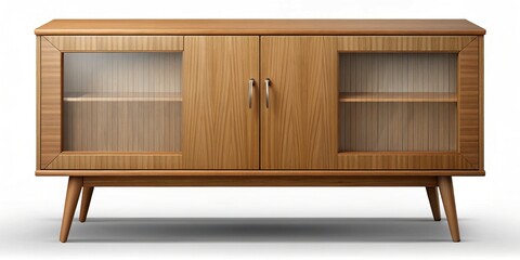 Modern Wooden Living Room Cabinet, Isolated PNG Transparent Background, Interior Design Furniture