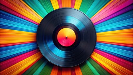 Retro Vinyl Record on Bright Background: Timeless Music Composition Stock Photo