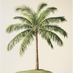 Obraz premium Palm tree on green hill isolated on beige background