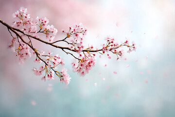  drifting cherry blossom branch,