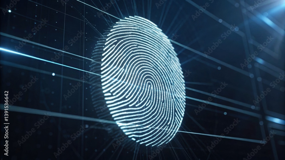 Aufkleber digital fingerprint unlocking a secure interface with advanced technology and minimalistic style