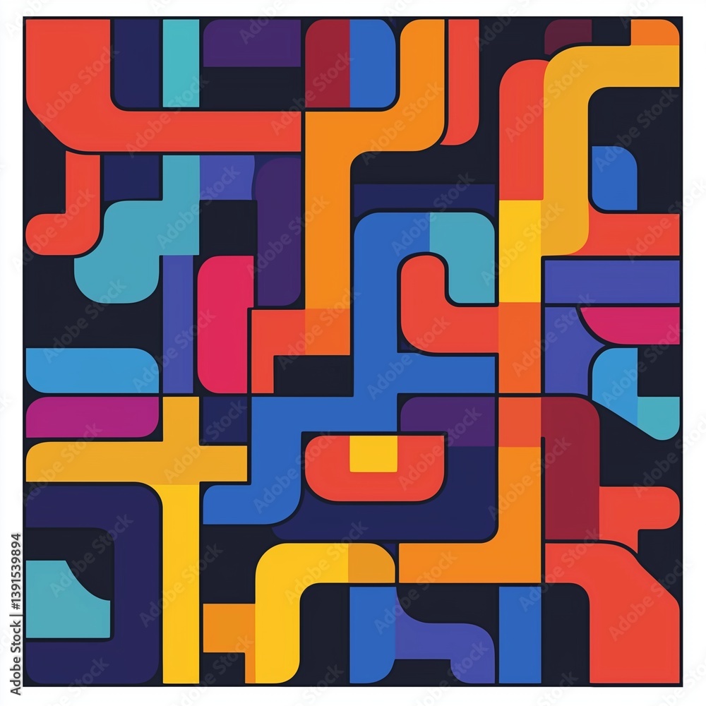 Aufkleber colorful plumbing design: a vibrant abstract design showcasing an intricate network of interconnecte