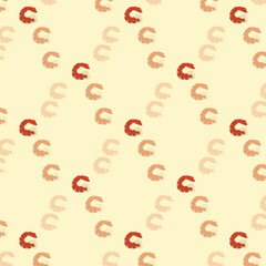 Playful Red and Pink Shrimp Pattern on Light Beige Background
