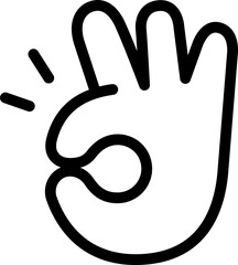 OK hand sign, Okay, Sure, Approval Cute Cartoon Hand Logo Icons Outline Black color, Chubby finger emoji sticker sign symbol, editable stroke.	