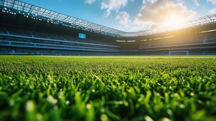 Fototapeta premium Full stadium, vibrant green field, sunny day