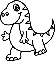 Coloring Page Outline of Cartoon Dinosaurs. Prehistoric Animals. Coloring Book for Kids.