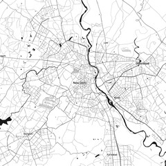 Delhi, India vector map with beach, highways and streets