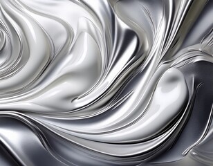 Swirling metallic textures showcase a blend of silver and white shades in abstract design