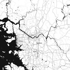 Seoul, Korea Selatan vector map with beach, highways and streets